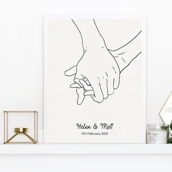 Personalised Holding Hands Wedding Print, 2 of 6
