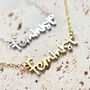 Feminist Script Necklace In Stainless Steel With Adjustable Chain, thumbnail 1 of 4