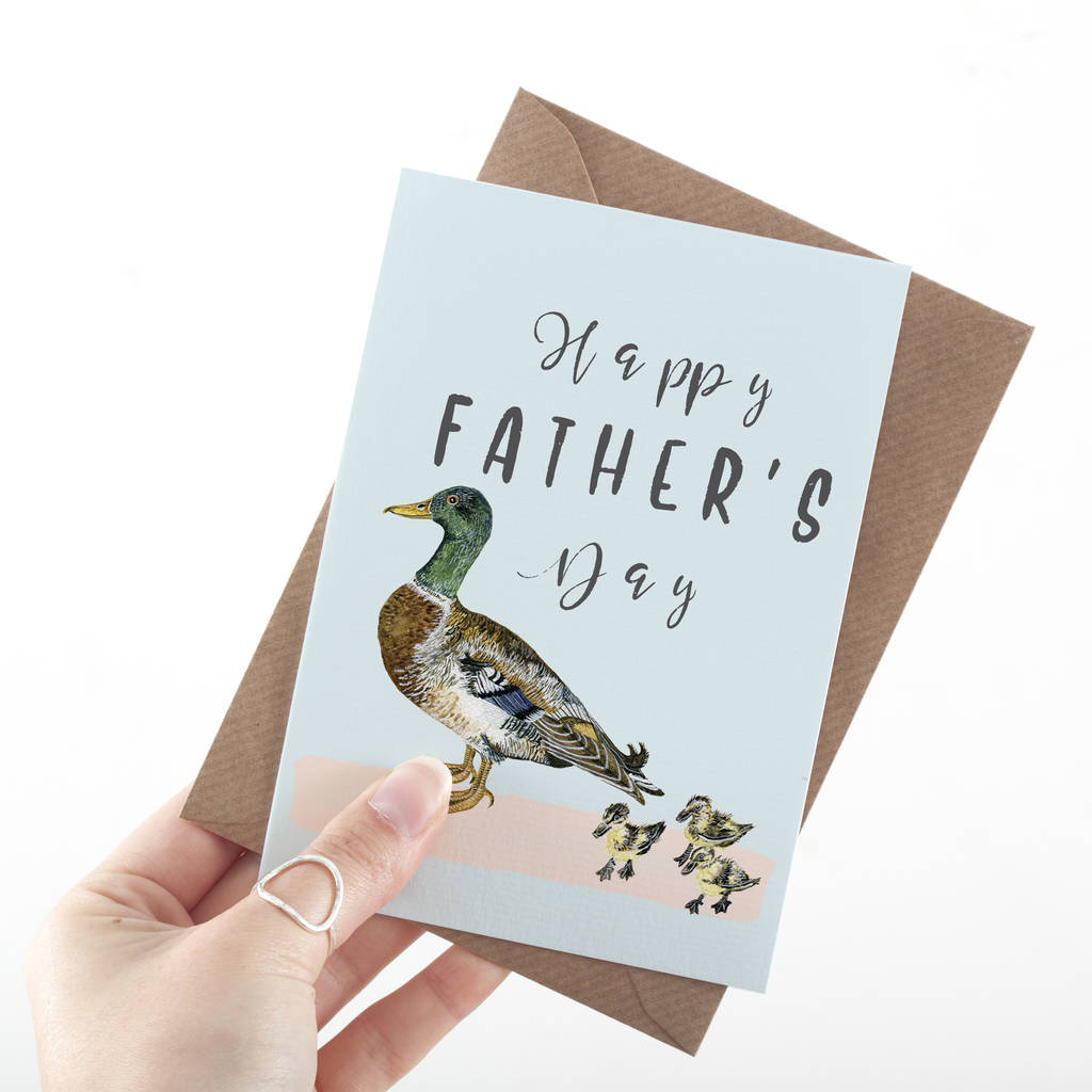 'happy Father's Day' Duck Illustrated Greeting Card By Little Paisley