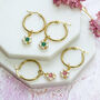 Beaded Daisy Birthstone Hoop Earrings, thumbnail 2 of 12