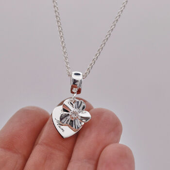 Forget Me Not Memorial Heart Personalised Silver Necklac, 4 of 7
