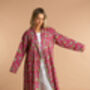 Indian Cotton Fuchsia Freesia Print Robe, thumbnail 2 of 5