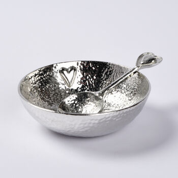 Heart Pewter Bowl And Spoon Set, 10th Anniversary Gifts, 3 of 7