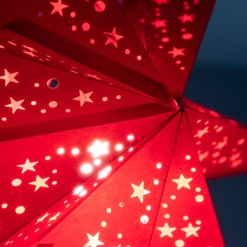 Three Red And White Paper Star Lanterns, 2 of 8