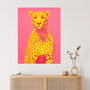 Cerise Cheetah Bold Animal Yellow Pink Wall Art Print, thumbnail 1 of 6