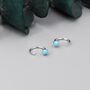 Genuine Turquoise Huggie Hoop Earrings Sterling Silver, thumbnail 5 of 9