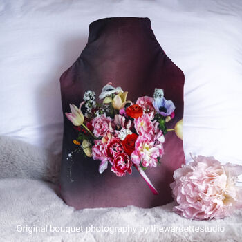 Personalised Wedding Bouquet Velvet Hot Water Bottle, 3 of 4