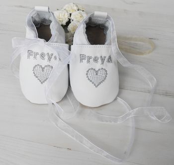 Personalised Heart Boys Christening Shoes, 2 of 7