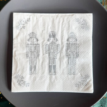 Elegant Silver Nutcracker Christmas Paper Napkins 20 Pack, 6 of 7