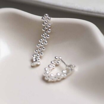 Sterling Silver Triple Swinging Bead Studs, 3 of 6