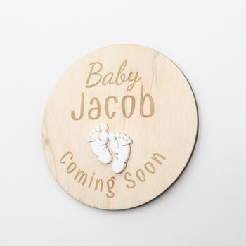 Baby Name Feet Plaque Coming Soon Sign Acrylic, 2 of 12
