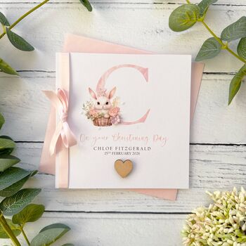 Christening/Baptism Card For Little Girl, Bunny Design Personalised, 2 of 5
