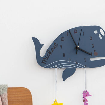 Personalised Children's Swimming Whale Wall Clock, 3 of 5
