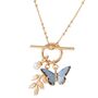 Fable Enamel Blue Butterfly And Leaf Charm Necklace, thumbnail 1 of 6