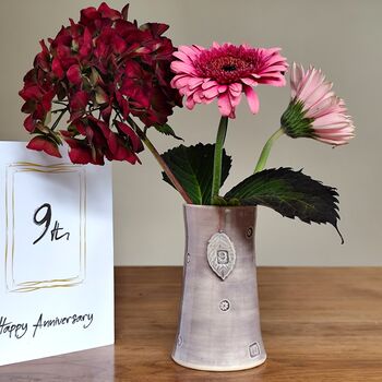 9th Pottery Anniversary Handmade Vase With Ceramic Tag, 5 of 9