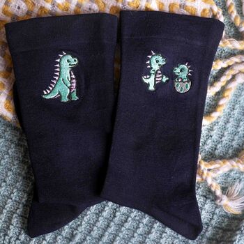 Personalised Dinosaur Socks Gift For Dad, 2 of 5