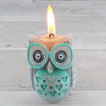 Owl Figure, Owls Couple Ball, Pillar, Tea Light Candles, 5 of 10