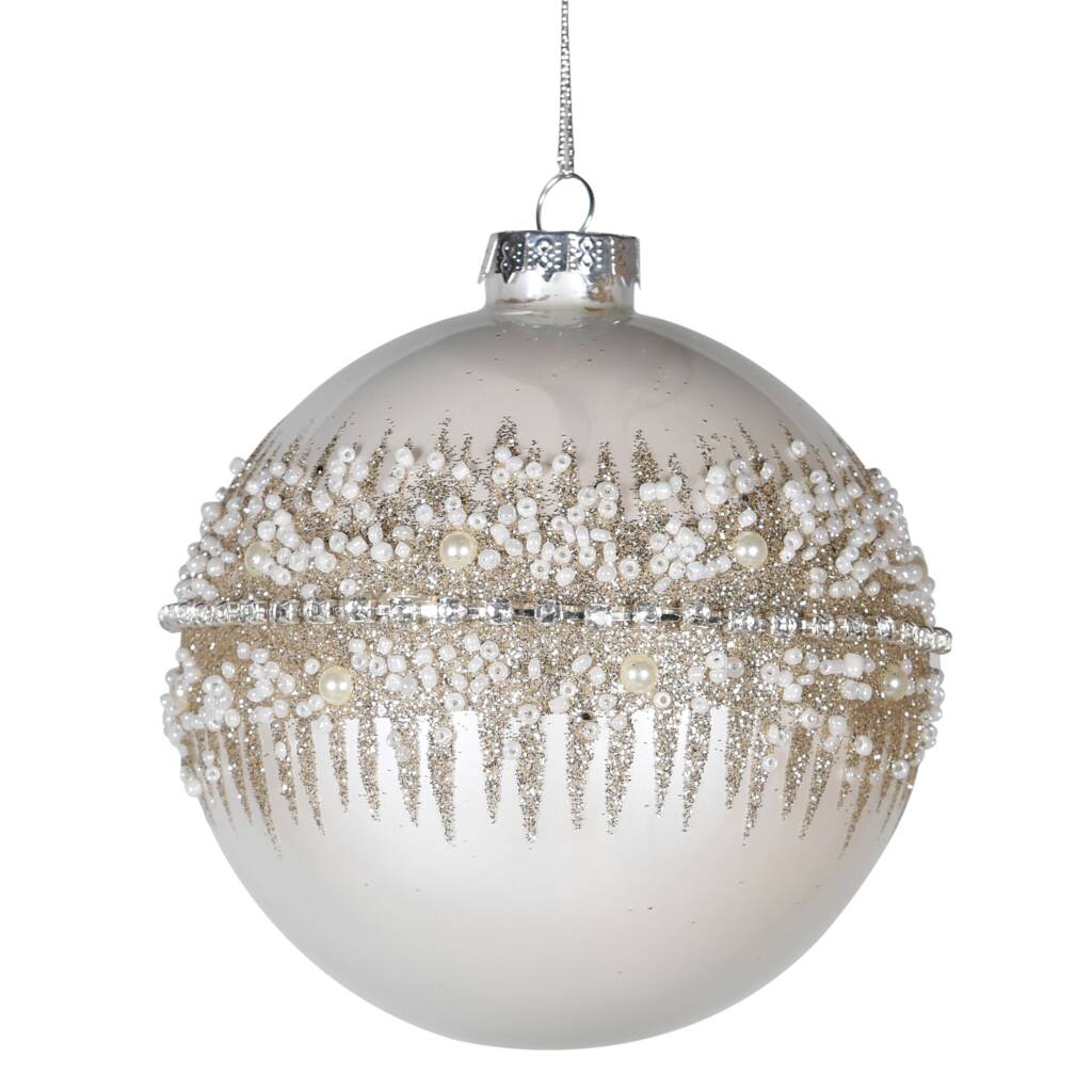 Silver Beaded Christmas Bauble