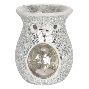 Large Silver Crackle Oil Burner And Wax Warmer, 2 of 3