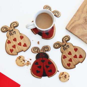 Set Of Four Love Bug Valentine's Ladybird Coasters, 4 of 6