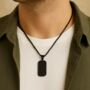 Personalised Men’s Contemporary Black Dog Tag Necklace, thumbnail 1 of 6