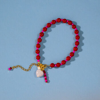 Sun And Heart Delicate Red Bead Necklace, 3 of 5