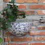 Blue And White Aged Ceramic Half Moon Garden Wall Planter Plant Pot, thumbnail 1 of 5