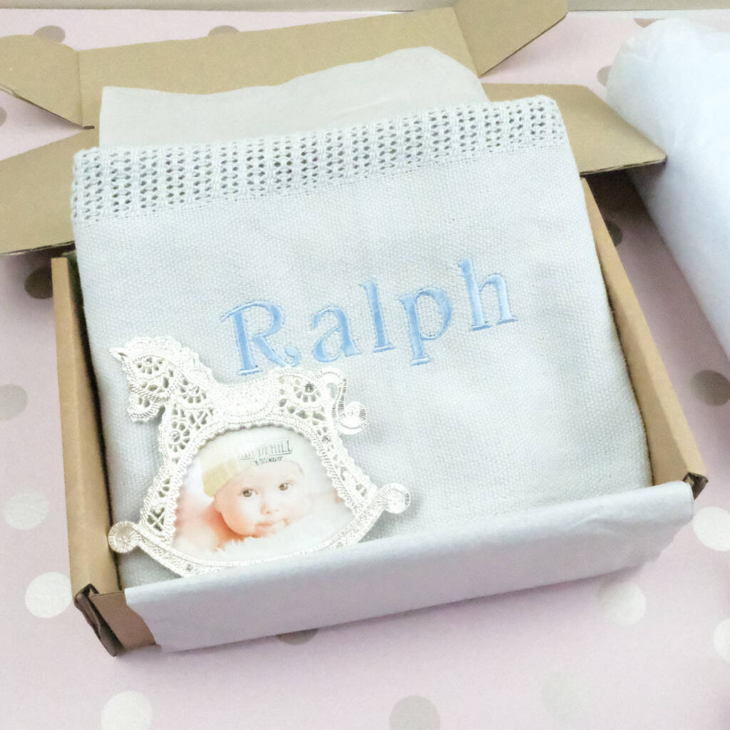 Personalised Cellular Baby Blanket Gift Set By 1st Birthday Gifts