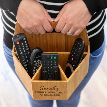 Personalised Remote Control Caddy Bamboo, 3 of 4