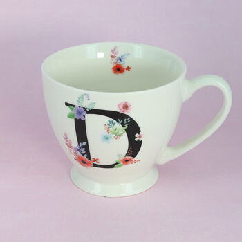 G Decor Floral Alphabet Ceramic Tea Coffee Xl Mug Cup, 7 of 12