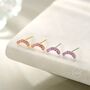 Sterling Silver Pink Cz Curved Bar Tiny Stud Earrings, thumbnail 4 of 12
