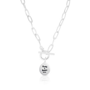Personalised Handwriting T Bar Necklace With Paperclip Chain, 2 of 3