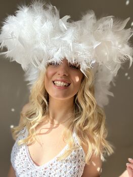 Bride To Be Feather Boa Cowboy Hat, 3 of 7