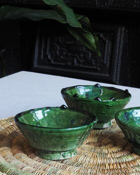 Moroccan Vintage Tamegroute Set Of Three Trinket Bowls, 5 of 6