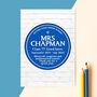 Personalised Blue Plaque Card For Teacher, thumbnail 1 of 3