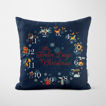 Blue 12 Days Of Christmas Cushion, 4 of 7