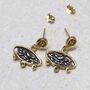 Gold Plated Sterling Silver Hieroglyphics Earrings, thumbnail 1 of 11