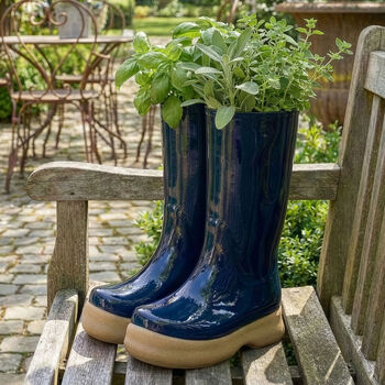 Personalised Dark Blue Welly Planter Gift, 3 of 11