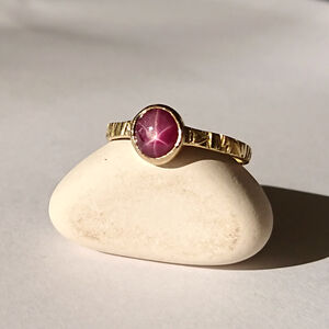 18ct Gold Sunrays Star Ruby Ring By Marina Mura Jewellery