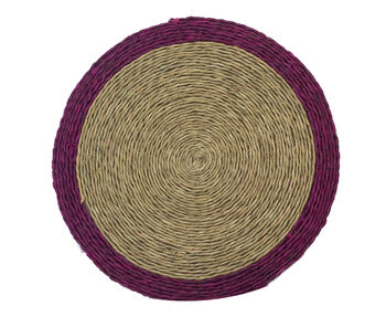 Coloured Trim Natural Round Grass Placemat, 6 of 9