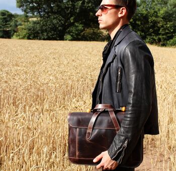 Real Leather Portfolio Laptop Bag Gift For Men, 2 of 11