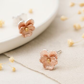 Sterling Silver Violet Flower Stud Earrings – 7mm, 2 of 6