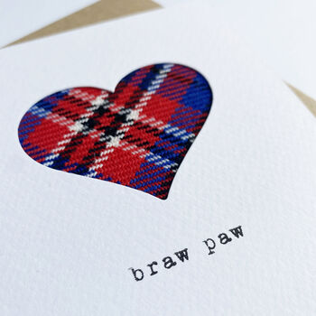 'Braw Paw' Scottish Fathers Day Card With Real Tartan, 3 of 5