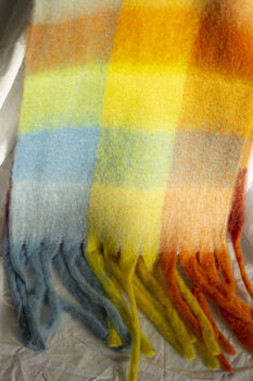 Pastel Rainbow Plaid Warm Wrap Scarf, 5 of 8