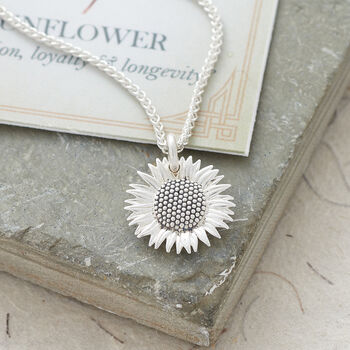 Sunflower Solid Silver Necklace, 2 of 8