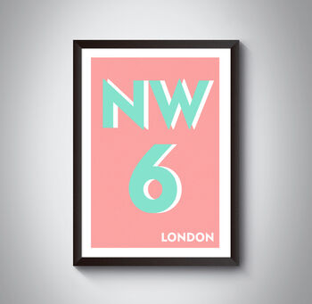Nw6 Camden London Typography Postcode Print, 9 of 10