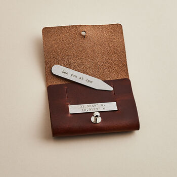 Personalised Collar Stiffeners With Leather Pouch, 4 of 7