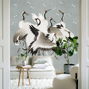 Japanese Cranes Wall Stickers ~ Peel And Stick Fabric Decals, 5 of 8