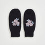 Forget Me Not Knitted Navy Mittens, thumbnail 2 of 5