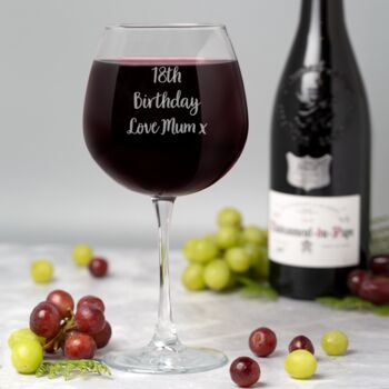 Personalised Birthday Wine Glass Holds A Whole Bottle, 2 of 3